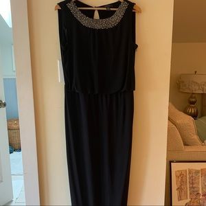 Long Black Dress R&M Richard with silver sparkle